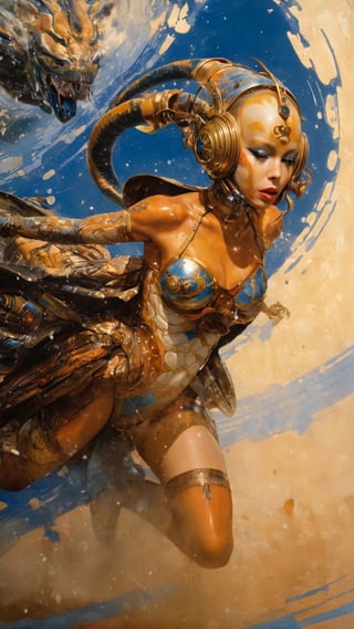 art by Masamune Shirow, art by J.C. Leyendecker, art by simon bisley, art by ralph steadman, a masterpiece, stunning beauty, hyper-realistic oil painting, star wars alien creatures, a portrait picture, incredible detail, fantasy portrait, alien skin, breathing apparatus, fish like skin, eel like noses, blue graffiti background,