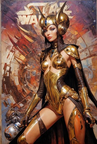 art by Masamune Shirow, art by J.C. Leyendecker, art by simon bisley, art by ralph steadman, a masterpiece, stunning beauty, hyper-realistic oil painting, star wars alien creatures, a portrait picture, incredible detail, fantasy portrait, smooth skin,  kaleidoscope graffiti background,