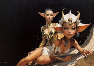 art by Masamune Shirow, art by J.C. Leyendecker, art by simon bisley, art by ralph steadman, a masterpiece, stunning beauty, hyper-realistic oil painting, star wars alien creatures, a portrait picture, incredible detail, fantasy portrait, smooth skin,  kaleidoscope graffiti background, Vogue, artint, frutiger, 