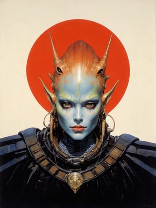 art by Masamune Shirow, art by J.C. Leyendecker, art by simon bisley, a masterpiece, stunning beauty, hyper-realistic oil painting, a star wars alien creature,  loose clothing, a portrait picture, incredible detail, 