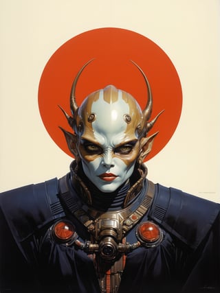 art by Masamune Shirow, art by J.C. Leyendecker, art by simon bisley, a masterpiece, stunning beauty, hyper-realistic oil painting, a star wars alien creature,  loose clothing, a portrait picture, incredible detail, 