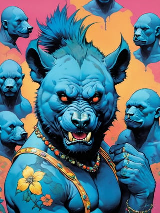 Blue bear with many baby bears, Horror Comics style, art by brom, tattoo by ed hardy, shaved hair, neck tattoos andy warhol, heavily muscled, biceps,glam gore, horror, blue bear, demonic, hell visions, demonic women, military poster style, chequer board, vogue bear portrait, Horror Comics style, art by brom, smiling, lennon sun glasses, punk hairdo, tattoo by ed hardy, shaved hair, neck tattoos by andy warhol, heavily muscled, biceps, glam gore, horror, poster style, flower garden, Easter eggs, coloured foil, oversized monarch butterflies, tropical fish, flower garden,