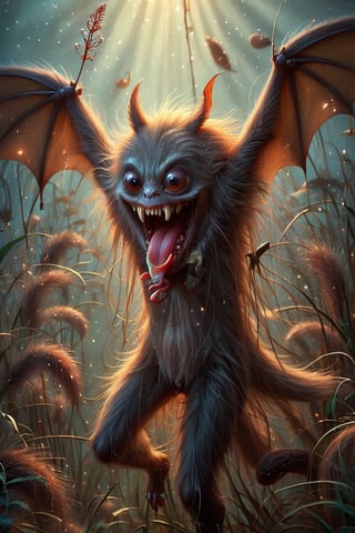 An extreme macroscopic close up of a bats mouth, face and body and wings, sporadic hairs, Bitey, stinging pointing things, sucking probes, digital artwork by Beksinski,potma style,action shot, in the style of esao andrews,stworki