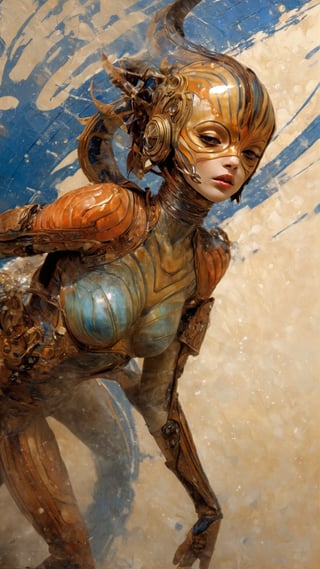 art by Masamune Shirow, art by J.C. Leyendecker, art by simon bisley, art by ralph steadman, a masterpiece, stunning beauty, hyper-realistic oil painting, star wars alien creatures, a portrait picture, incredible detail, fantasy portrait, alien skin, breathing apparatus, fish like skin, eel like noses, blue graffiti background,