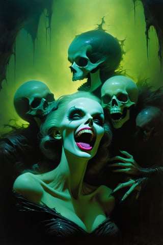 kiss make up, pink tongue out all the way, Modern art style on the theme of psychological fear in the style of gerald brom, light green nature ratio, fantasy horror art, photorealistic dark concept art, in style of dark fantasy art, lich vecna (d&d), detailed 4k horror artwork, Movie Still, an nude old woman has the colours of a pumpkin,  withering,  rotten,  staring froma dark cave,  spider webs,  scary wild tired eyes,  smelling of death,  scaring kids,  rotten teeth,  horror,  dark,  creepy,  black,  green,  wet,  cold and wild, ,HellAI