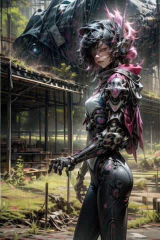 No Humanity, Glow, architecture, Science fiction, urban, Reality Upper body straight forward Glowing body, (dinamic angle, action_pose),Cyberpunk, Cybernetic guardian, samurai mechanical armour, absolutely stunning art,wearing a black cloak, highest quality art, highest resolution, hyper detailed,black and pink
, futuristic, atmospheric,8k,64k, HD, unparalleled masterpiece, dynamic lighting, cinematic, epic,High detailed, colored, nice body 