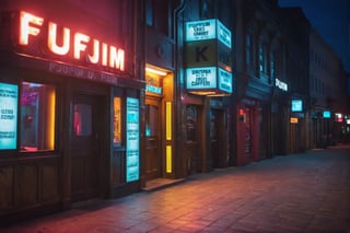 General shot of the door of the trendy nightclub in the city, after closing. The neon lights have gone out. The street is almost empty. Dawn begins to illuminate the streets. Two tired, disheveled girls in club clothes wait at the edge of the sidewalk for a taxi to arrive. ((ultra 4k, 8k, high quality,HDR, photo realistic, casual photo, photorealistic, 8k UHD, high quality, Film grain, Fujifilm XT3)), photo r3al,Landskaper