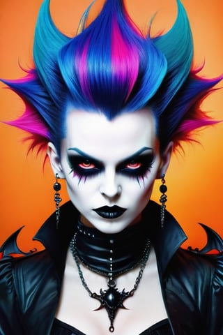 colourful, extreme, fearsome, haunting, exciting,  unique, evil,goth person,style