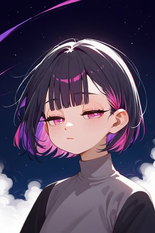 score_9_up,score_8_up, source_anime, (solo),1girl,night,error,

 ,short hair, blunt bangs, black hair, closed mouth, pink eyes, purple hair, multicolored hair, two-tone hair,half closed eyes,upper_body,hands_down

,Nira-Chan-StudyMe,