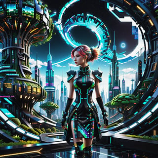 In a world where nature and technology converge in a breathtaking symphony of 'Pixel Punk Pixel Dress,' imagine a character donning the captivatingPixel Punk Pixel Dress. The setting is a futuristic cityscape where skyscrapers intertwine with colossal, biomechanical trees.

depth_of_field, 8k octane render, high detail, masterpiece, hyperdetailed, intricate details,Renaissance Sci-Fi Fantasy