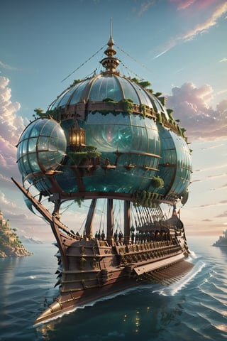 fantasy roman art,a The Floating Isles, A brave explorer sets sail to discover a cluster of islands that float high above the clouds. character, detailed, sub surface scattering, sharp focus, detailed, particles, sub surface scattering, sharp focus , cinema 4d, matte painting, polished, beautiful, colorful, intricate, eldritch, ethereal, vibrant, surrealism, surrealism, vray, nvdia ray tracing, cryengine, magical, 4k, 8k, masterpiece, crystal, romanticism,Create a stunning landscape of an illuminated enchanted forest in the twilight. The painting should have a soft, ethereal lighting and vibrant pastel colors. The style should be realistic, resembling the works of Thomas Kinkade. Use oil on canvas as the medium, focusing on creating a high-definition scenic painting.,Movie Still,Renaissance Sci-Fi Fantasy