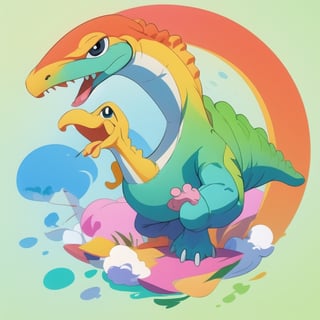 3d super cute dinosaur inside a circle 3d background, cute cartoon style, colorful, very clear, very creative, beautiful,  3d childish cute cartoon style:1.3, exceptional cute dinosaur anatomy, 