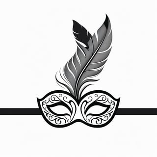 (black and white, venetian eye mask, logo design, simple color background), (best quality, 4k, 8k, highres, masterpiece:1.2), ultra-detailed, pen and ink drawing, sharp contrast, modern, scanned texture, precise linework, classic, crisp details, elegant composition, highly-detailed feathers, expressive eyes, dynamic pose, pure simplicity, limited color palette, pop art, eye-catching design, distinct visual identity, iconic symbolism, timeless aesthetic, bold lines, striking visual impact, memorable silhouette