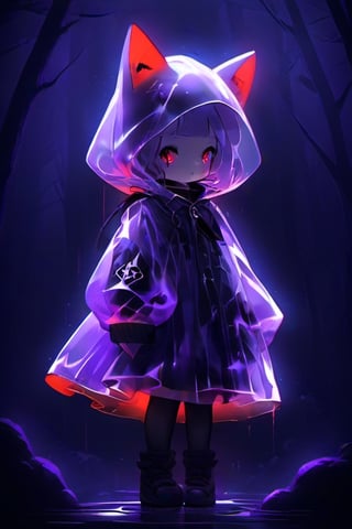 beauty girl, 8k, in the dark forest, red_eyes, bleeding out, purple aura, black dress, a fang, whole body