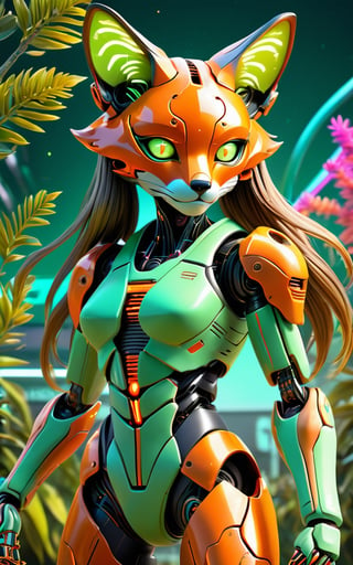 Tiger tennis player in tennis court, (masterpiece:1.1), (highest quality:1.1), (HDR:1.0), extreme quality, cg, (negative space), detailed face+eyes, 1girl, fox ears, (plants:1.18), (fractal art), (bright colors), splashes of color background, colors mashing, paint splatter, complimentary colors, neon, compassionate, electric, limited palette, synthwave, fine art, tan skin, full body, (green and orange:1.2), time stop, sy3, SMM,photo r3al,mecha,DonMCyb3rN3cr0XL 