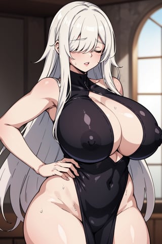 #WHITE HAIR,#LONG HAIR,Hair over eyes,anime,hot,sexy,hot bigger boobs 