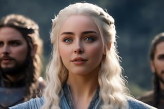 from Game of Thrones , (masterpiece), (extremely intricate:1.3), (realistic), portrait of a girl, the most beautiful in the world, Daenerys Targaryen, blonde hair, long hair, blue eyes, behind her is a dragon, monster, teeth, snow, (detailed face, detailed eyes, clear skin, clear eyes), photorealistic, award winning, professional photograph of a stunning woman detailed, sharp focus, dramatic, award winning, cinematic lighting, octane render, unreal engine, volumetrics dtx (high detailed skin:1.1), lord of the rings (but careful with the word "lord"),