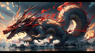 (8k, RAW photo, best quality, masterpiece), (realistic, photo-realistic)(best quality, masterpiece, intricate details:1.1),photorealistic,

Fire dragon,

body, full-body_portrait,full-length_portrait,
,looking_at_viewer, walking,beach,
