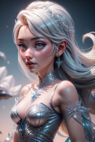 3dmm,elsa disney ,  3d character, in the style of hyper-realistic,