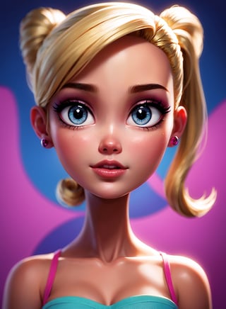 BARBIE GIRL, portrait, upper body, pixar style