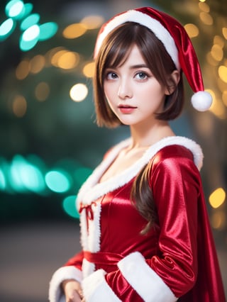 ((female 1, 6 years old, red Christmas costume)), ((portrait)), petite woman, full body, child's body, beautiful and shiny body, bangs, ((dark brown hair: 1.3)), high eyes, (turquoise eyes ), small stature, big eyes, beautiful girl with delicate details, beautiful and delicate eyes, delicate face, beautiful eyes, natural light, ((realism: 1.2 )), dynamic long distance shooting, cinematic lighting, perfect composition, by sumic.mic , highly detailed, official art, masterpiece, (highest quality:1.3), reflection, highly detailed cg unity 8k wallpaper,christmas tree, detailed background, masterpiece, highest quality, (masterpiece), (highest quality:1.4), (ultra high resolution :1.2) , (Hyperrealistic:1.4), (Realistic:1.2), Best Quality, High Quality, High Resolution, Enhanced Detail, ((Very Short Hair:1.4)),
((tareme,moving eyes,big eyes,drooping eyes:1.2)),((random expression)),,random angle,((Santa costume:1.4)),((thick eyebrows:1.1)),perfect,( (cartoon-like visuals)),((Christmas decorations)),perfect light,white fur,facial_mark, neon palette, shaped_highlights, ((bokeh background, blurry background)), night time, night sky, (city lights), Horizontal angle, view away, perfect anatomy, colorful hairpins, many hairpins, Christmas theme