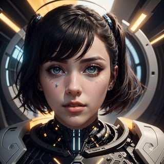 (highres,masterpiece:1.2),ultra-detailed,realistic,physically-based rendering,cyborg woman,electronic systems on-head humanoids,with a detailed brain that you can see,cranial mechanical parts representation,female face,beautiful detailed eyes,beautiful detailed lips,muscle wire,flesh-colored skin,metallic elements,digital interface,glowing circuitry,advanced sensors,high-tech prosthetics,seamless integration,artificial intelligence,technological enhancements,wearable technology,modern aesthetics,bionic enhancements,advanced biotechnology,sleek and futuristic design,blending of human and machine,symbolic representation of human evolution,harmonious coexistence of organic and synthetic components,vivid colors,dynamic lighting