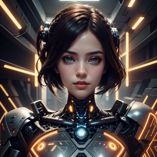 (high resolution, masterpiece: 1.2), ultra-detailed, realistic, physics-based representation, two cyborg women, electronic systems in the humanoid head, with a detailed brain that can be seen, representation of mechanical parts of the skull, female faces , beautiful detailed eyes, red hair, beautiful detailed lips, muscle wire, flesh-colored skin, metallic elements, digital interface, shiny circuits, advanced sensors, high-tech prosthetics, seamless integration, artificial intelligence, technological improvements, wearable technology, modern aesthetics , bionic enhancements, advanced biotechnology, elegant and futuristic design, combination of humans and machines, symbolic representation of human evolution, harmonious coexistence of organic and synthetic components, vivid colors, dynamic lighting.