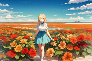 ((Botanical art salar de uyuni background)),
8k resolution, solo, 1 girl, blue sky,
blonde hair, odd eyes, hair ribbon, 
middle hair, hair braids, 
casual_exposure, 
red ribbon, mature female, 
(reddish:0.95), (full body:0.85),
(large breasts:0.58), 
(nsfw:0.66),



