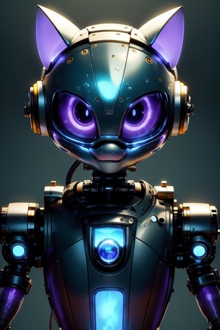 a robotic cat, portrait, upper body, Pixar style,hydrotech