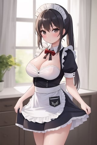 Design a girl name jane,  which is seductive & sensuous attractive. wearing maid uniform,  16k, 