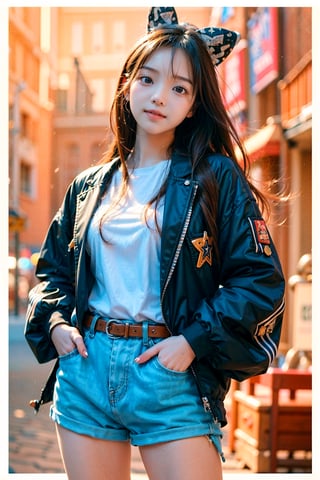 high quality, cute stickers, style cartoon, white border, cute Super Deformed Character, colorful, Detailed illustration of a woman with her hands in her pockets in a bohemian style outfit, by yukisakura, awesome full color, Realism, 1girl, most beautiful korean girl, Korean beauty model, extremely detailed beautiful girl, stunningly beautiful girl, gorgeous girl, 18yo, over sized eyes, big eyes, smiling, looking at viewer, ((Cowboy Shot: 1.5)), more detail,nail polish,bodypaint,b0dyx,hoodedbunny,th1nbodysu1t,masterpiece,bodyconf,white bodystocking