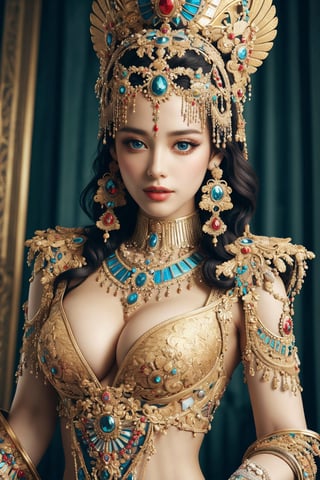 Egyptian queen, busty and sexy girl, 8k, masterpiece, ultra-realistic, best quality, high resolution, high definition,egyptian