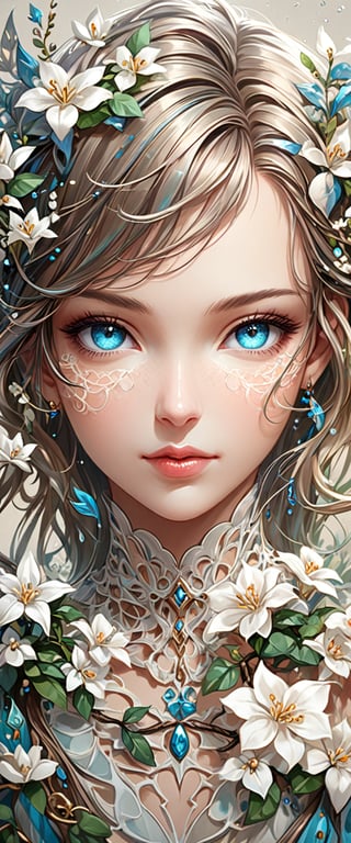 image of a woman with jasmine in her hair, elegant digital painting, beautiful gorgeous digital art, beautiful digital art, exquisite digital illustration, beautiful digital illustration, detailed beautiful portrait, gorgeous digital art, beautiful portrait image, beautiful illustration, digital art portrait, bird's eye view style, digital illustration style, beautiful fantasy style portrait, beautiful digital artwork