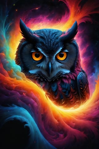 (best quality,4k,8k,highres,masterpiece:1.2), Biomorphic Abstraction, random noise, sine wave against a black background, black hole symmetry, Alexandre Calame owl