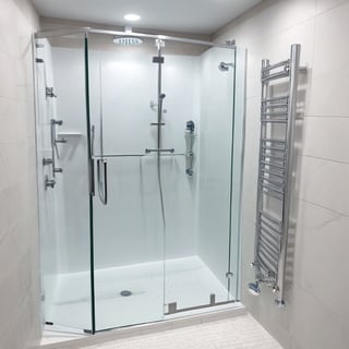 A realistic photo of shower room in winder resort1,winter resort1,hyper detailed,16K,HDR,hyper-realistic,sharp focus,high contrast