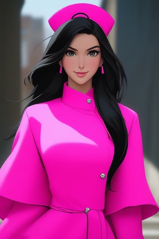 Highly-detailed beautiful girl,20yo, yor briar\(Spy x Family\),standing in street,detailed exquisite face,soft shiny skin,detailed eyes,perfect female form,hourglass figure,pink coat,long black hair,hair band,smile,perfect hands,perfect fingers,vibrant colors,looking at viewer,1girl,solo,(half body shot:1.2)
BREAK
trending on artstation,rule of thirds,perfect composition,cinematic lighting,anime style,highly realistic,masterpiece,sharp focus,high contrast,art_booster,ani_booster,photo_b00ster,real_booster,