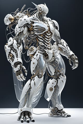 Giant rock cutter arm, adorned with ((transparent body parts)), revealing the intricate machinery inside, giant robotic weapon, smooth and angular design despite transparent parts, pulsating energy and intricate circuitry visible through transparent body parts.,robot, mechanical arms,Glass Elements,Clear Glass Skin