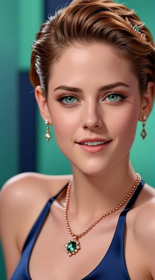 ((Hyper-realistic)) portrait of a sophisticated girl,20yo, (Kristen Stewart),alluring neighbor's wife,clear facial features,perfect female form,model body,jewelry,playful smirks,bokeh backdrop,studio photo,(Rose Gold, Deep Navy, Mint Green color),trending on artstation,(Hyper-realistic photography,Masterpiece,HDR,Hyper-detailed,intricate details,Kodakchome 800,sharp focus,high contrast:1.3), close up,cinematic lighting,by Sakimichan,Yoji Shinkawa and Serafleur,real_booster, art_booster,H effect,more detail XL,<lora:659095807385103906:1.0>,<lora:659095807385103906:1.0>