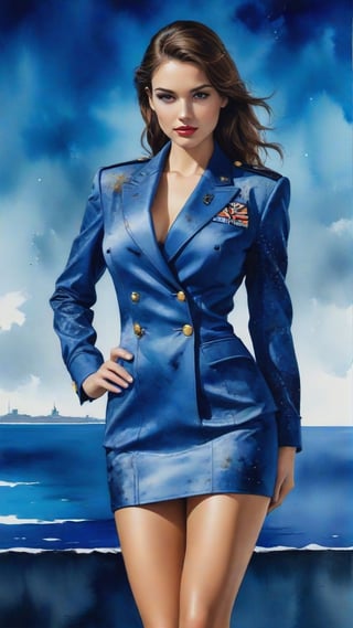 (alcohol ink watercolor art) of a beautiful 20yo US Navy officer in Navy uniform,exquisite face,perfect female form,model body,heels:1.3,backdrop of US Navy cruise ship in the ocean,sky,clouds
BREAK 
colorful splatters and ink stains backdrop,(Frank Miller's Sin City style:1.3),trending on artstation,CG society,(rule of thirds:1.3),art_booster,minimalist