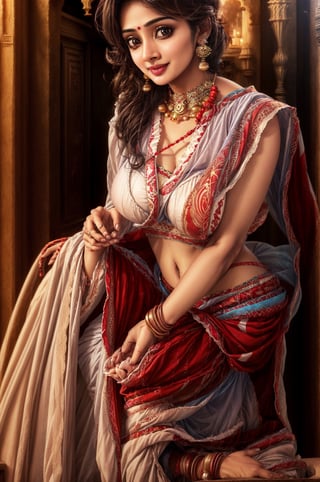 Ultrarealistic, 1girl, gentle bold features, seductive, bold, perfecct milf figure, tight breasts, fantasy background, cinematic shot, resha, resha, Indian, gentle smile, Btflindngds, 