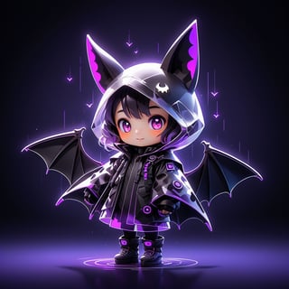 1 (Chibi_Bat_Mascot:2) for TenTen, an adorable look.

(((Main colors: Black:2 , Purple:2))), Boy, neon effect, cute modern 3D animation style.

Minimalist background with ((2 alphabet T and A)).

(Ultrasharp, 8k, detailed, ink art, stunning, vray tracing), style raw, 3d render, Monster. vampire
,Leonardo Style,cyberpunk style