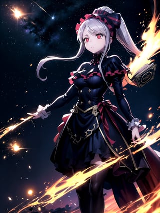 //Quality,
(masterpiece), (best quality), 8k illustration
,//Character,
1girl, solo
,//Fashion,
,//Background,
night sky, meteor
,//Others,
superpower, book, float, feel astonished,shalltear bloodfallen