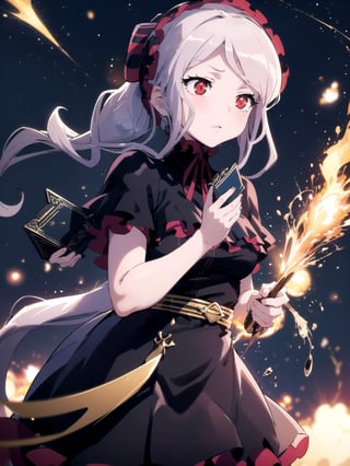 //Quality,
(masterpiece), (best quality), 8k illustration
,//Character,
1girl, solo
,//Fashion,
,//Background,
night sky, meteor
,//Others,
superpower, book, float, feel astonished,shalltear bloodfallen