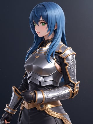 //Character, solo,MariaTraitor_SO3, 1girl, green eyes, long hair, blue hair, 
//Fashion, armor, fingerless gloves, pantyhose,
//Background, simple background, 
//Quality, (masterpiece), best quality, ultra-high resolution, ultra-high definition, highres, intricate, intricate details, absurdres, highly detailed, finely detailed, ultra-detailed, ultra-high texture quality, natural lighting, natural shadow, dramatic shading, dramatic lighting, vivid colour, perfect anatomy, 
//Others, gun