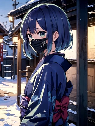 //Quality,
(masterpiece), (best quality), 8k illustration,
,//Character,
1girl, solo, 
,//Fashion,
details (dark blue silk brocade kimono)
,//Background,
Kyoto, outdoors, winter, snow
,//Others,
virus, mask, goodbye,hmakane