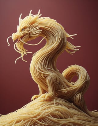 a detailed photo of a Eastern Dragon made of Fettuccine ,(((isolated on a plain red background))),
macro photography, hyper detailed, trending on artstation, sharp focus, studio photo,8K,detailmaster2,