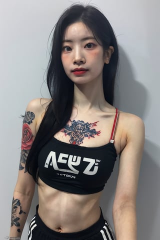 tattoo, 1girls, dragontattoo, modelpose, realistic, body_tattoo, background_metropolis, 8k, colorful, sportswear, sportwear, yakuza_tattoo, tatoo, metropolis_space, dahyunlorashy, town