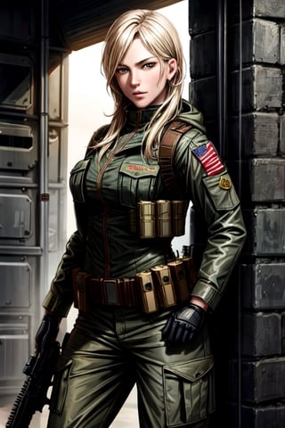 sienna miller,g.i. joe,action movie,heroine,strong female character,combat skills,military uniform,detailed camouflage,advanced weaponry,explosions,high adrenaline,dark and gritty atmosphere,best quality,ultra-detailed,realistic:1.37,portraits,warm color tones,dynamic lighting