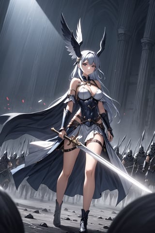 masterpiece, best quality, 8k, 8k UHD, ultra-high resolution, ultra-high definition, highres, cinematic lighting
,//Character, 
1girl, solo
,//Fashion, 
,//Background, 
,//Others, ,Expressiveh, hentai, 
A girl dressed as a valkyrie, riding a spectral horse through a battlefield filled with undead warriors.