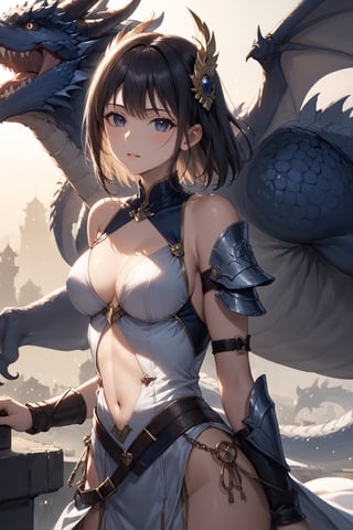 masterpiece, best quality, 8k, 8k UHD, ultra-high resolution, ultra-high definition, highres, cinematic lighting
,//Character, 
1girl, solo
,//Fashion, 
,//Background, 
,//Others, ,Expressiveh, hentai, 
A determined girl warrior facing off against a massive dragon, her armor gleaming in the sunlight.